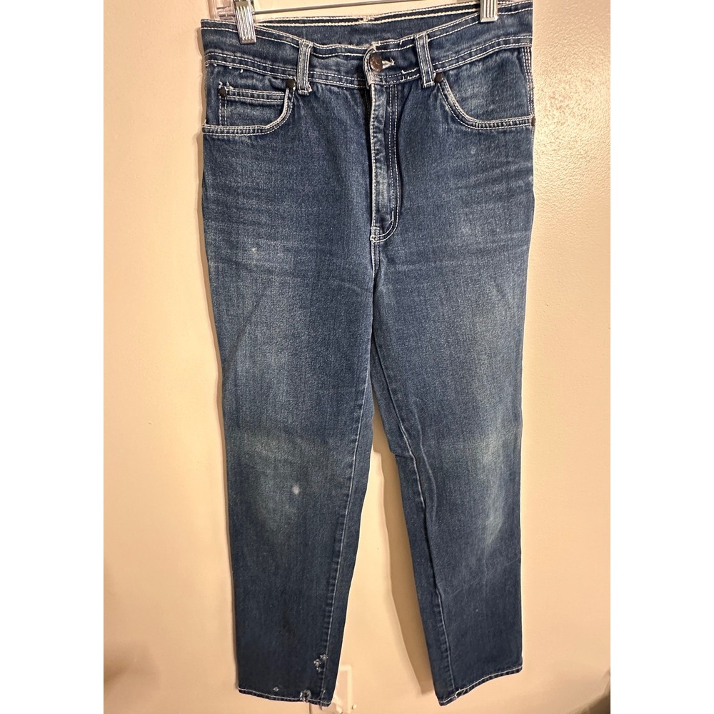 Windswept Vintage High Waisted Straight Leg Jeans Medium Wash Pink Embroidered